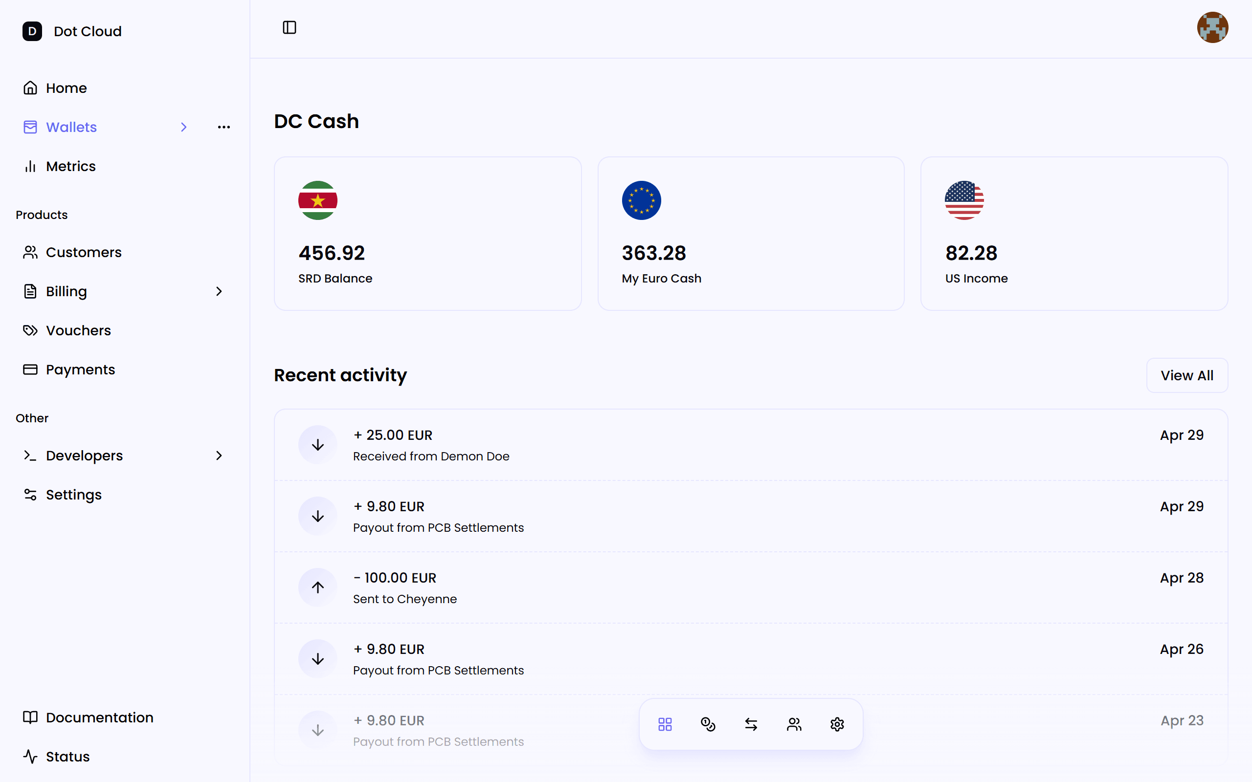 Wallet Homepage for Businesses